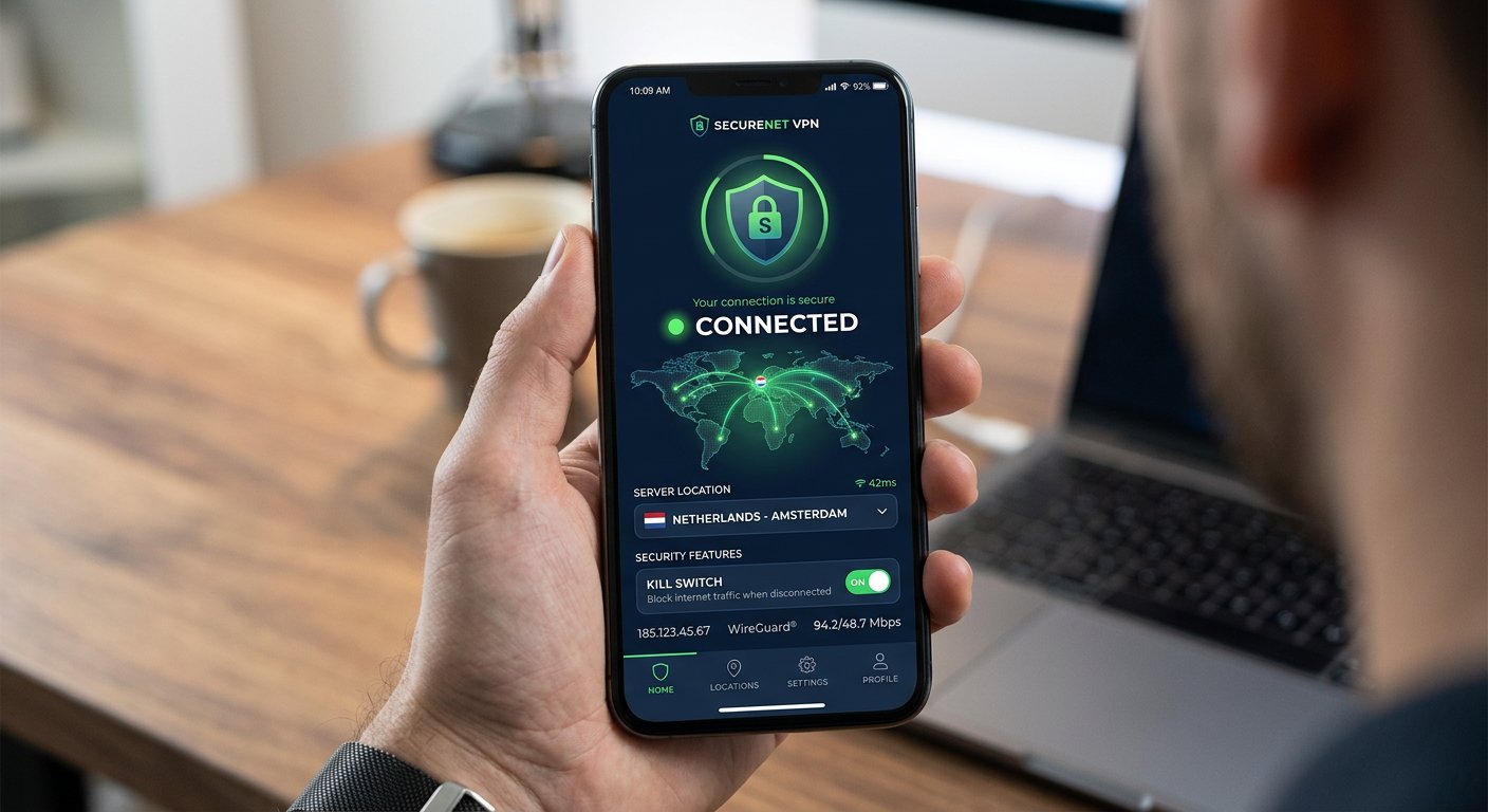VPN app interface showing protection settings