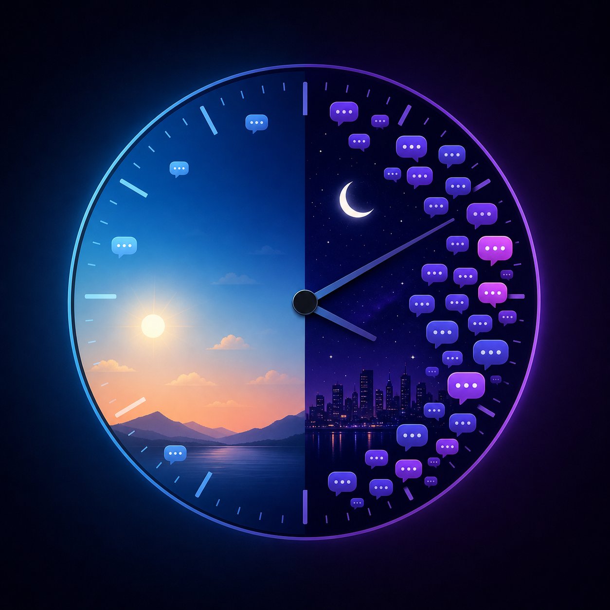 Clock showing peak hours for adult random chat sites